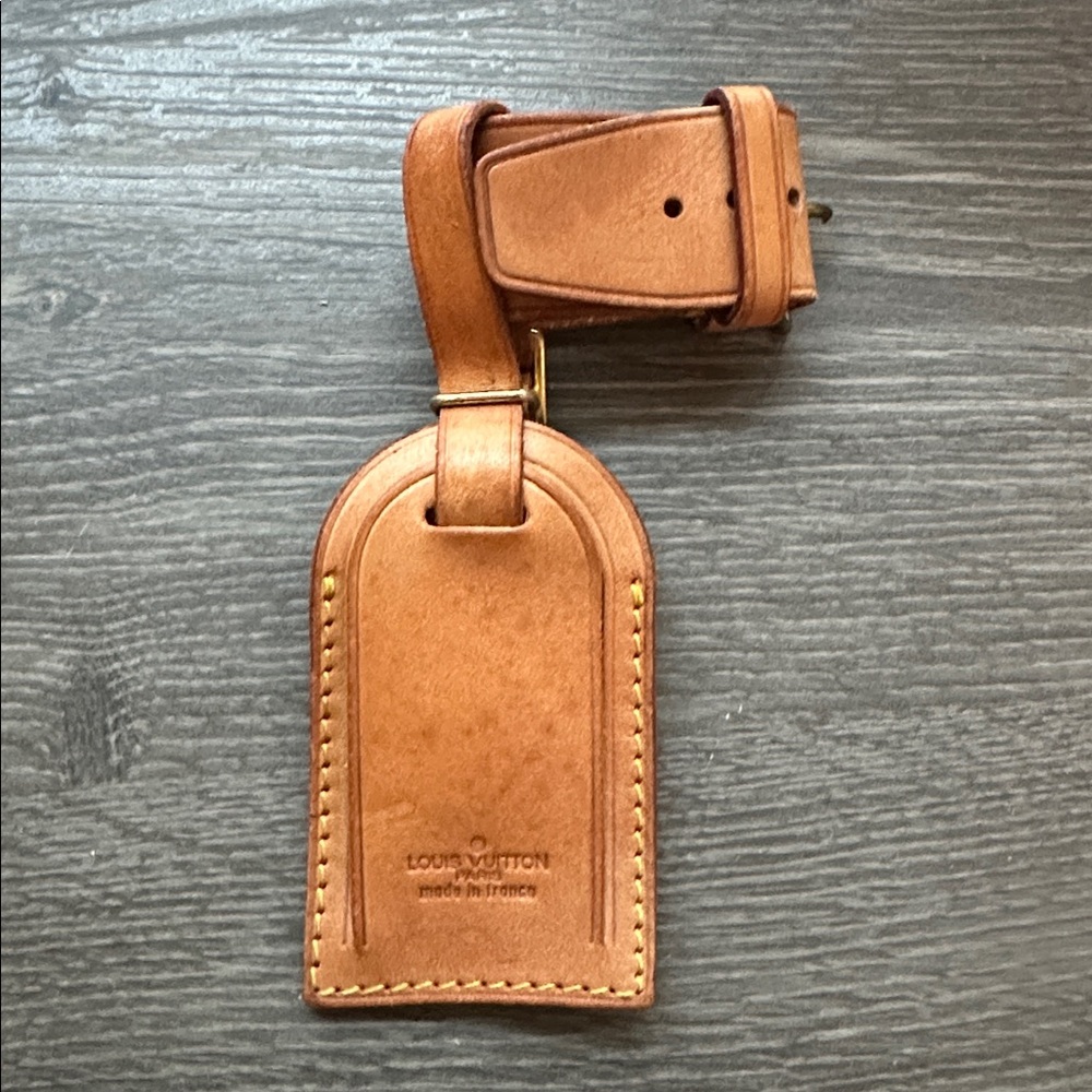 Authentic Louis Vuitton Vachetta Leather ID Tag and Poignet Set